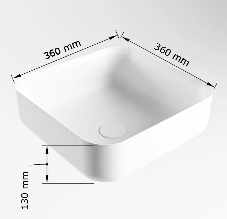 Mondiaz Binx Solid Surface waskom 36x36cm smag / talc