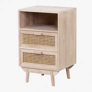Set Van 2 Ralik Houten Nachtkastjes Met Opbergruimte Bruin – Natuurlijk Hout - Sklum