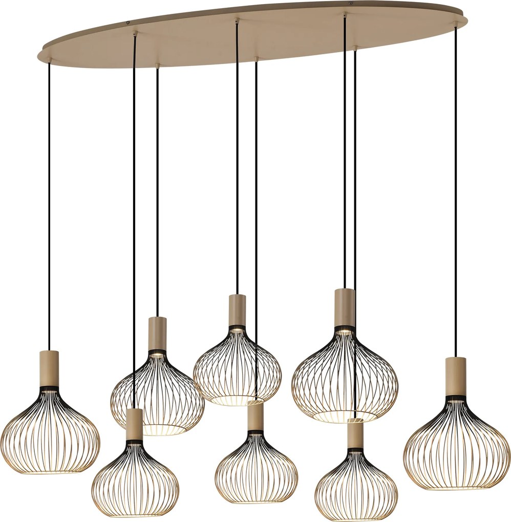 Isabel 8-lichts Hanglamp Zacht Beige