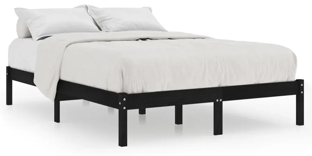 vidaXL Bedframe massief hout zwart 150x200 cm 5FT King Size