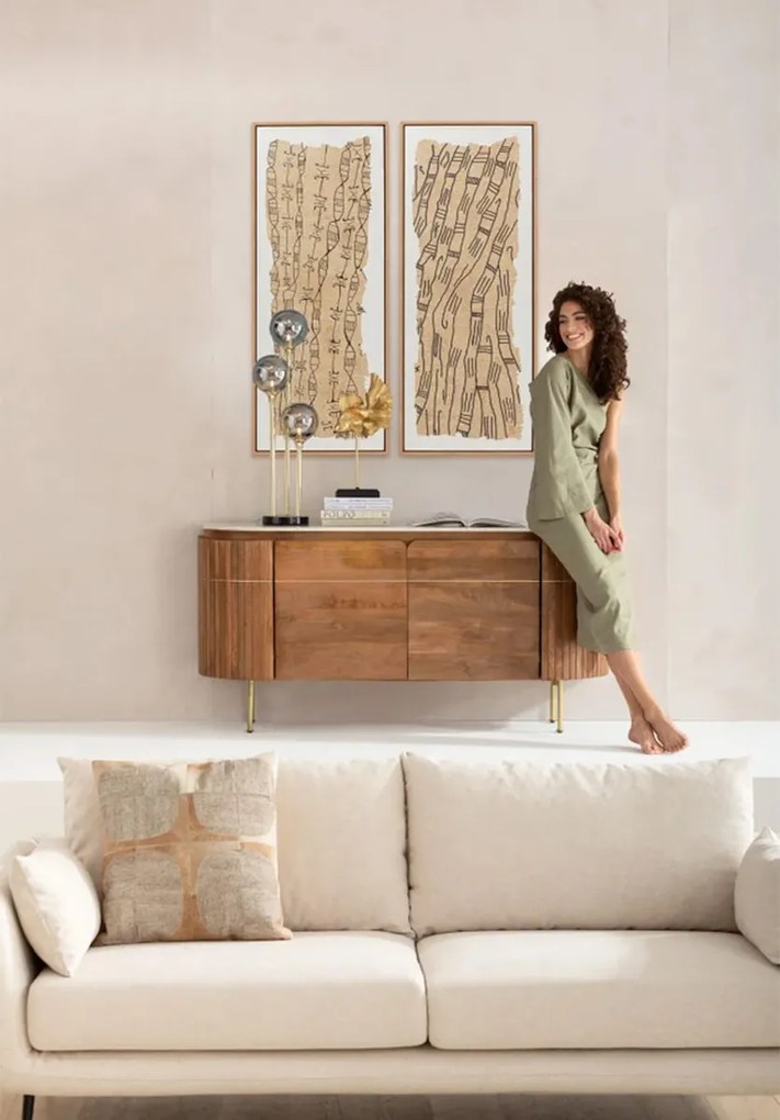 Kare Design Native Spirals Schilderij Beige 50x150 Cm