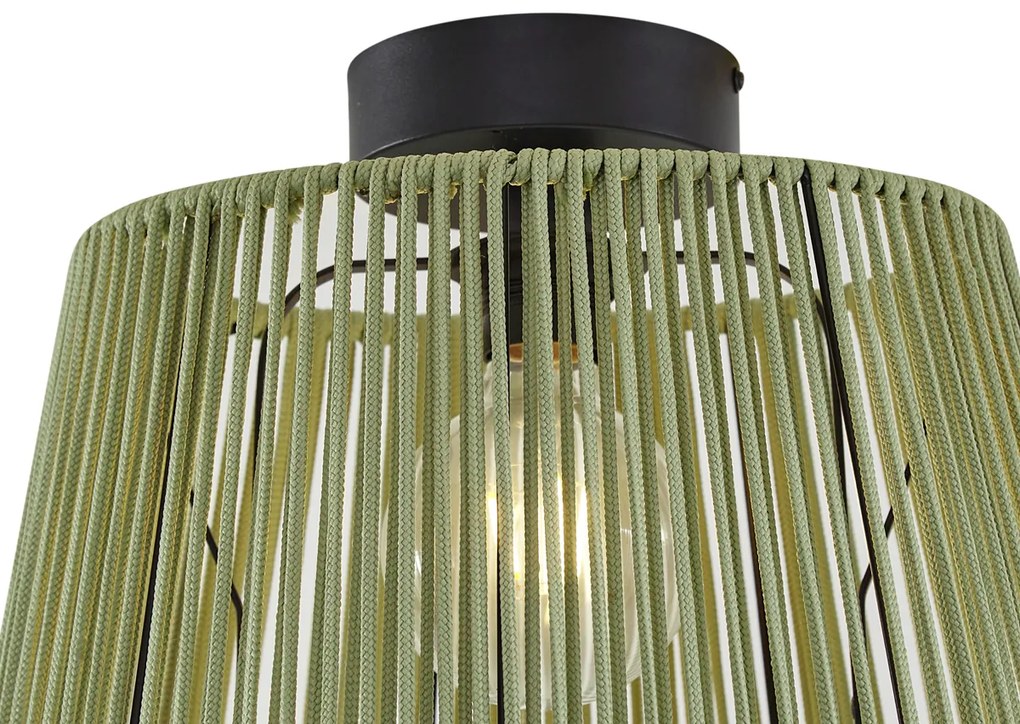Buiten plafondlamp met groen touw IP54 - JaylaJapandi E27 IP54 Buitenverlichting rond