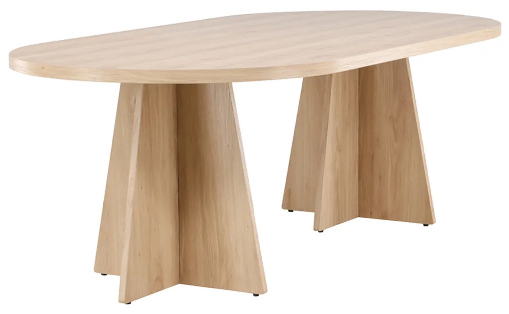 Ovale Eettafel Met Kruisvoet Naturel - 230 X 115cm.