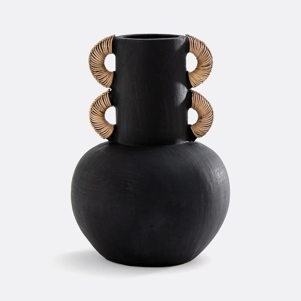 Decoratieve vaas in keramiek en rotan H41,5 cm Kuro