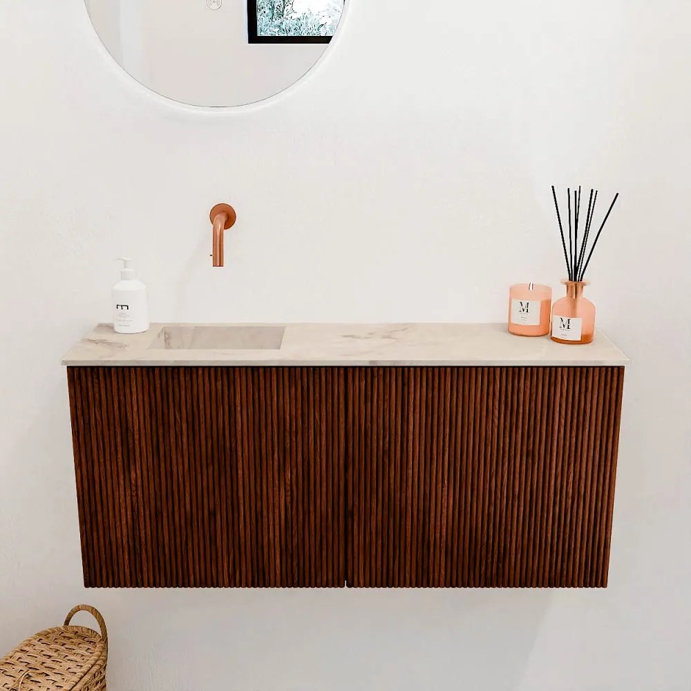 Mondiaz Joya DLux 90cm toiletmeubel ruby met wastafel faye links zonder kraangat frappe