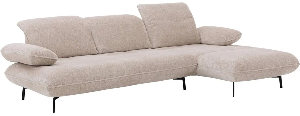 Goossens Excellent Bank Leandro beige, stof, 2,5-zits, modern design met chaise longue rechts