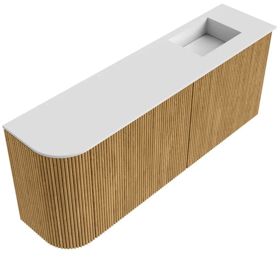 Mondiaz Joya 100cm toiletmeubel ronding links oak met wastafel faye rechts 1 kraangat talc