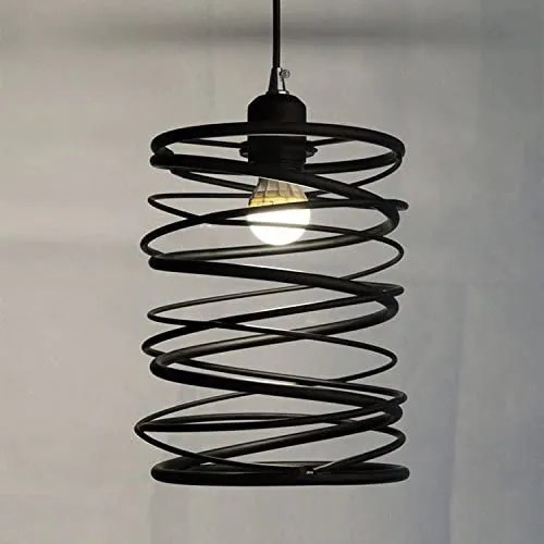 Spring Industrieel Design Hanglamp, E27 Fitting, â20x35cm, Messing / Zwart