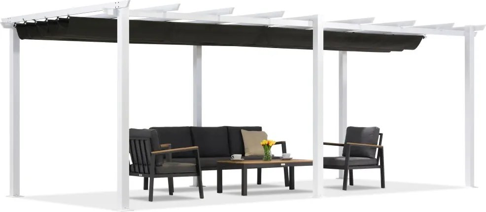 Barbados terraspergola 3x6 m Garden Point wit-antraciet