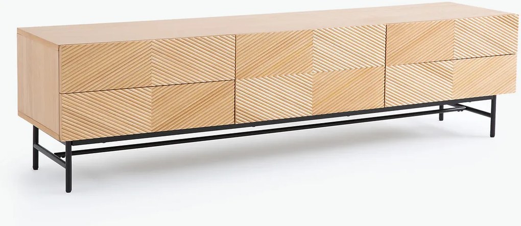 TV-meubel van fineer, fronten met reliëf, breedte 180 cm, JEREM