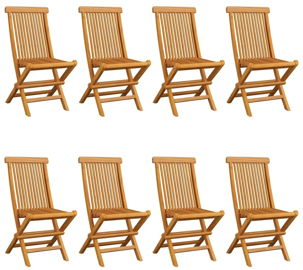 vidaXL Tuinstoelen 8 st met beige kussens massief teakhout