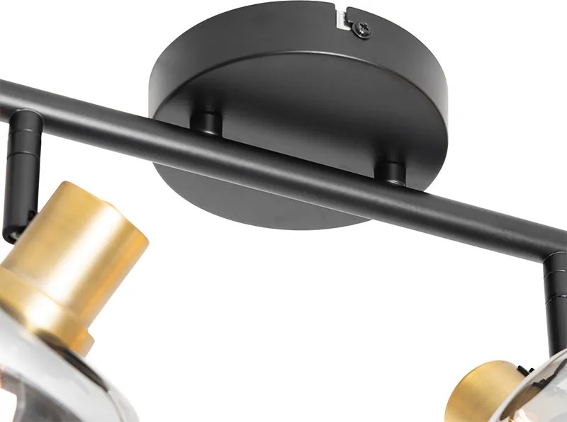 Smart plafondspot zwart met goud met smoke glas 4-lichts incl. 4 Wifi P45 - Zuzanna