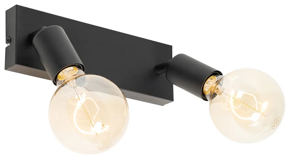 Moderne Spot / Opbouwspot / Plafondspot zwart rechthoekig 2-lichts - Facil Modern E27 Binnenverlichting Lamp