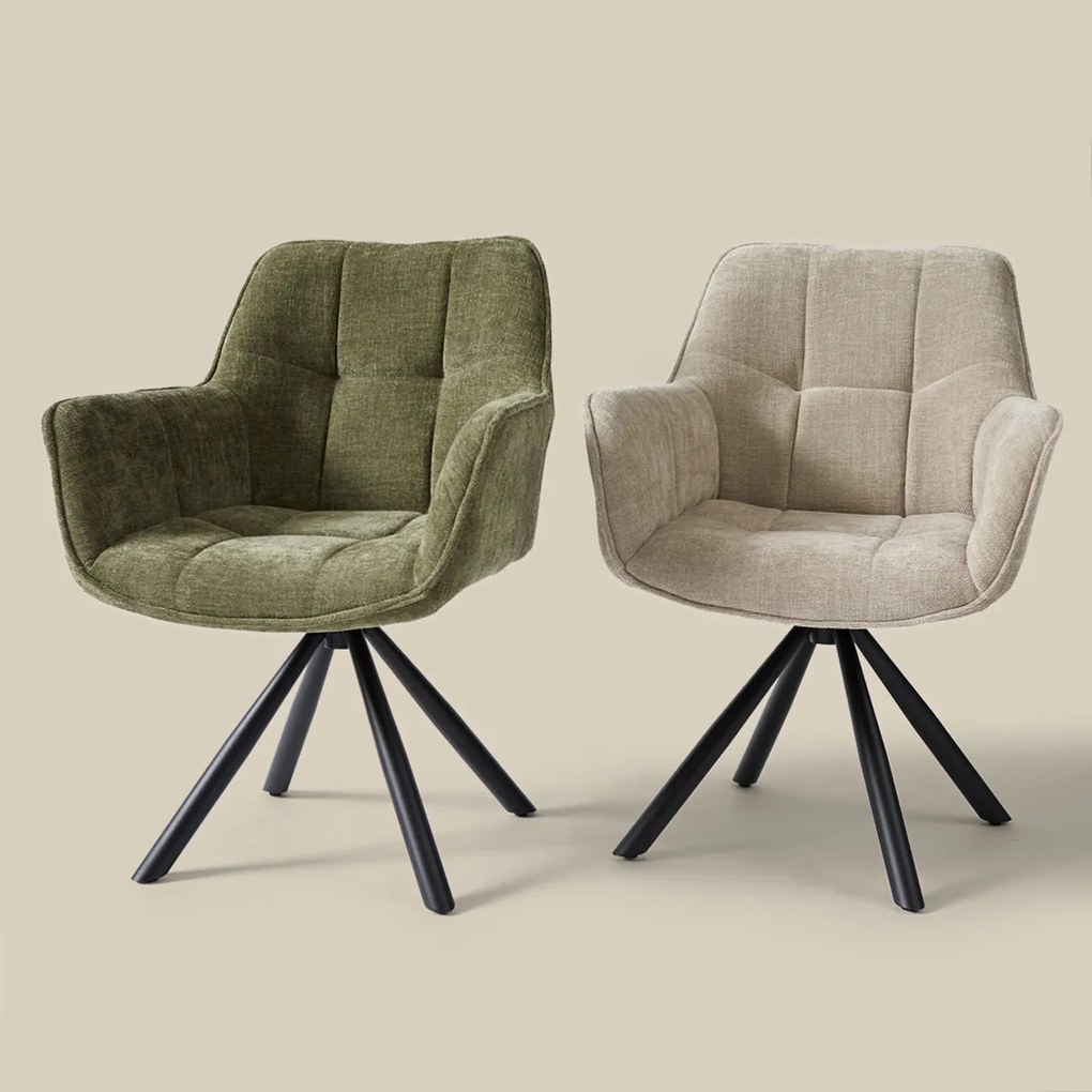 Beige Eetkamerstoel Met Stiksels