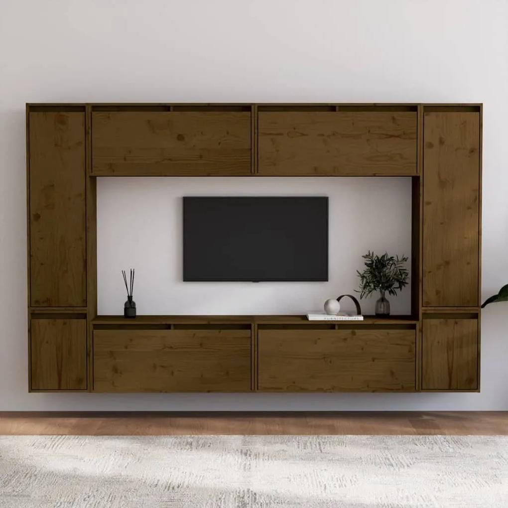 vidaXL Tv-meubelen 8 st massief grenenhout honingbruin