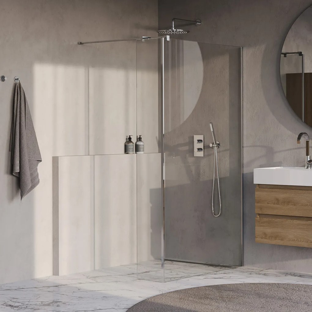 Brauer Oblivion inloopdouche helder glas 120cm met 30cm zijwand chroom