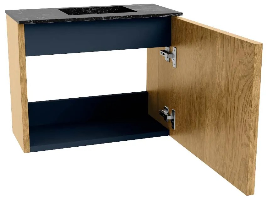 Mondiaz Joya DLux 50cm toiletmeubel oak met wastafel faye rechts zonder kraangat lava