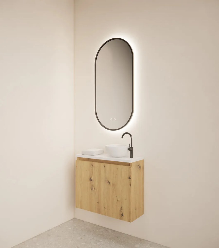 Gliss Design Echo toiletmeubel 60cm artisan eiken met toppaneel wit mat