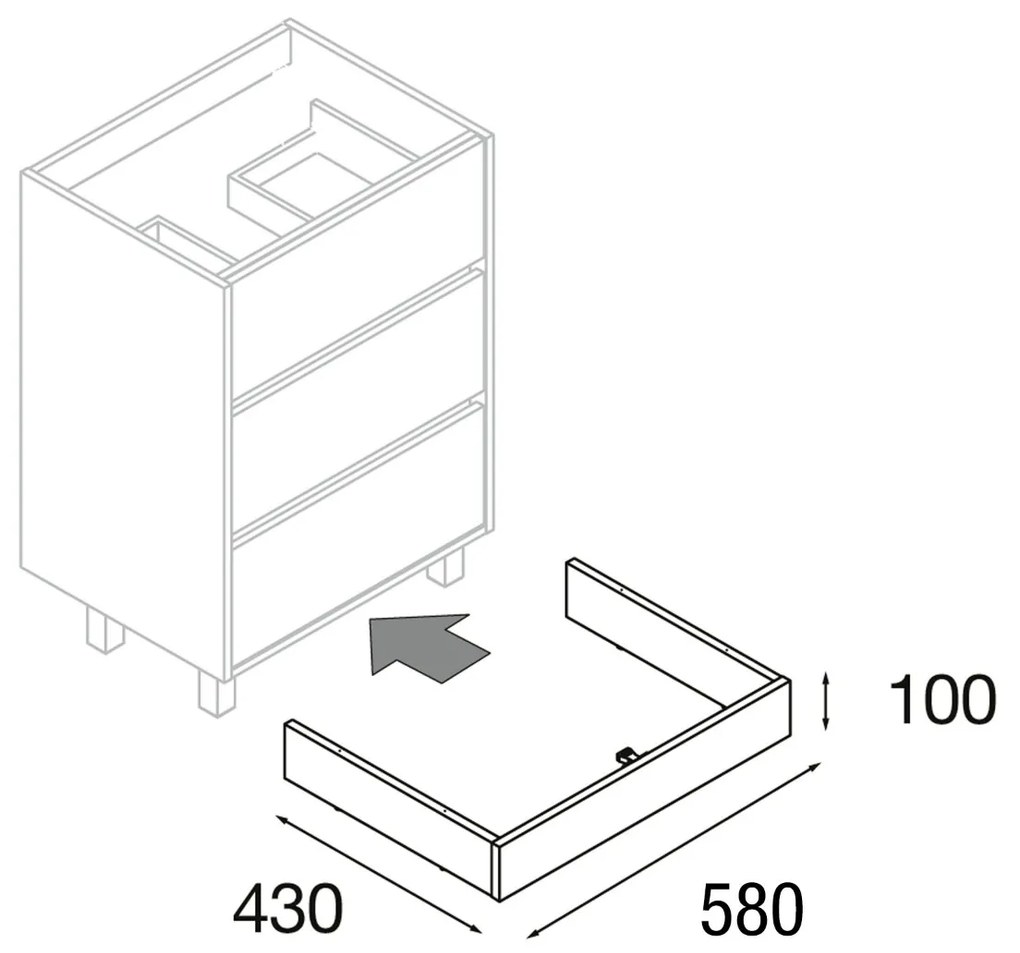 Muebles plint voor badkamermeubel 60cm wit hoogglans