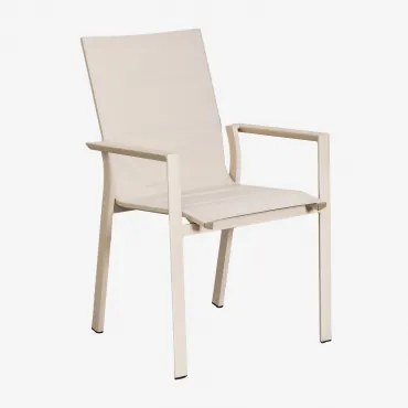 Stapelbare Set Van 2 Tuinstoelen Met Armleuningen Van Aluminium Karena Tapioca Beige - Sklum