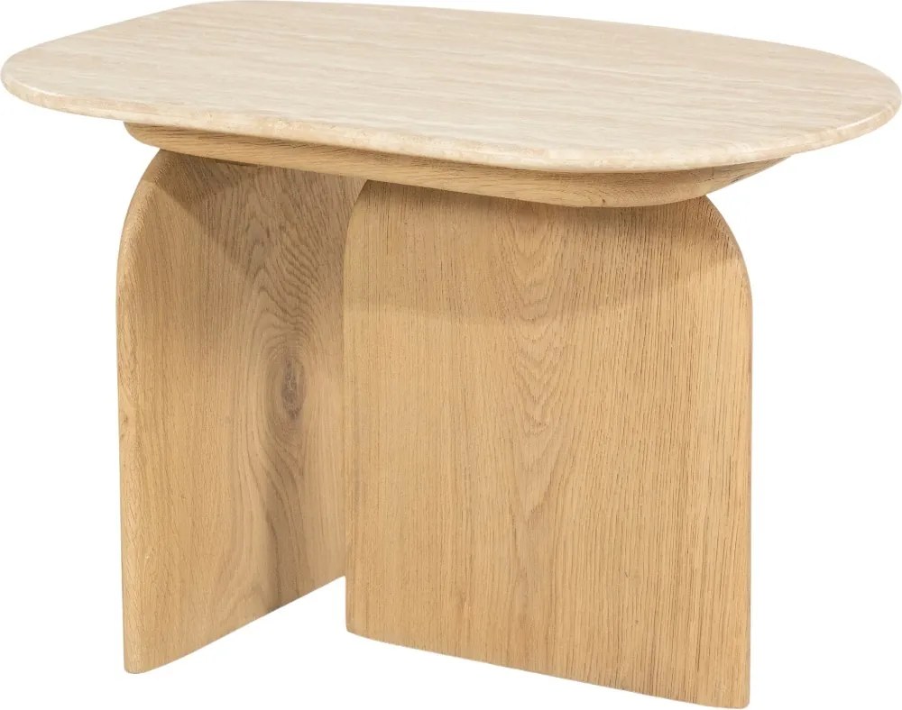 Ovale Bijzettafel Travertin - 60 X 38cm.