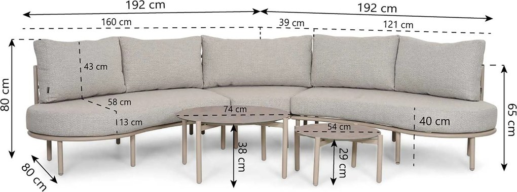 Loungeset tuin  Aluminium Zand/Beige  Lifestyle Garden Furniture Perla