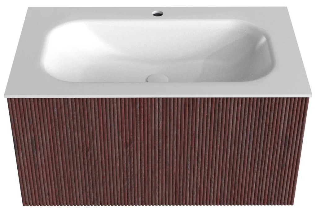 Mondiaz Kurve 80cm badmeubel ruby met 1 lade en wastafel big small midden 1 kraangat