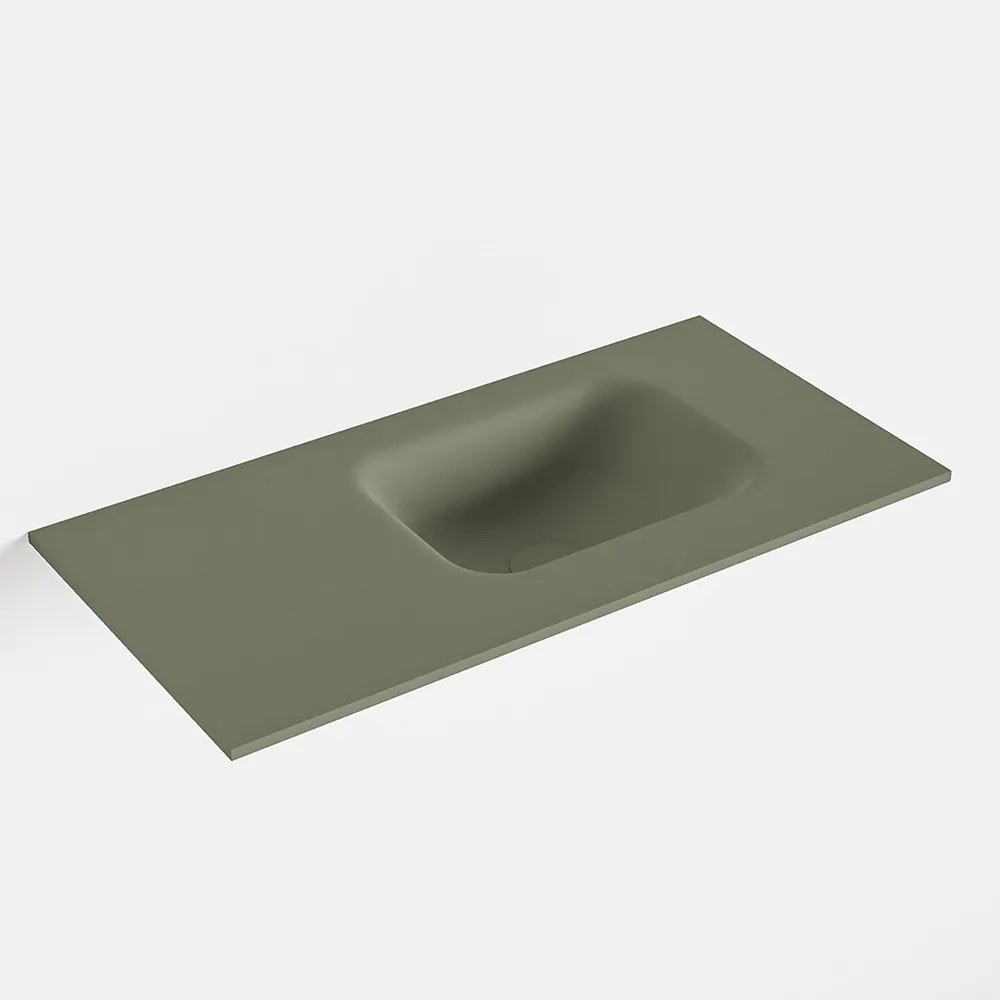 MONDIAZ LEX Army solid surface inleg wastafel voor toiletmeubel 60cm. Positie wasbak rechts