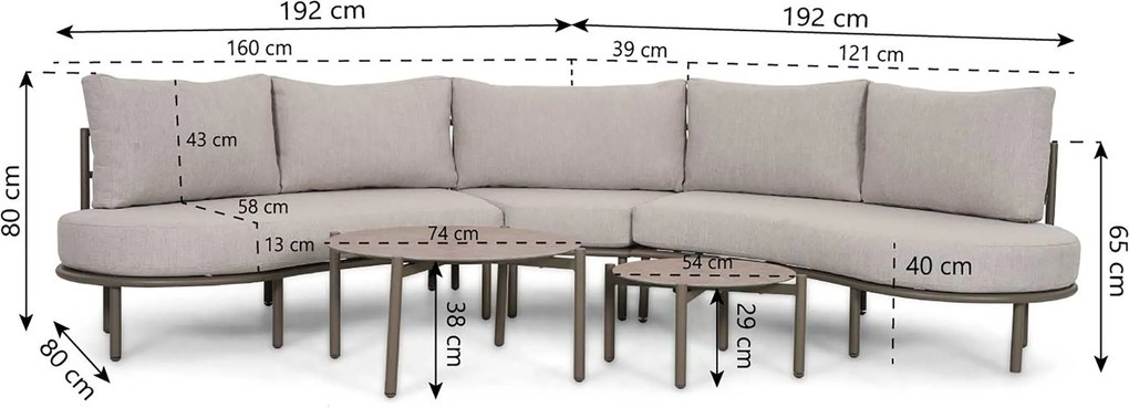 Loungeset tuin Aluminium Taupe Lifestyle Garden Furniture Perla
