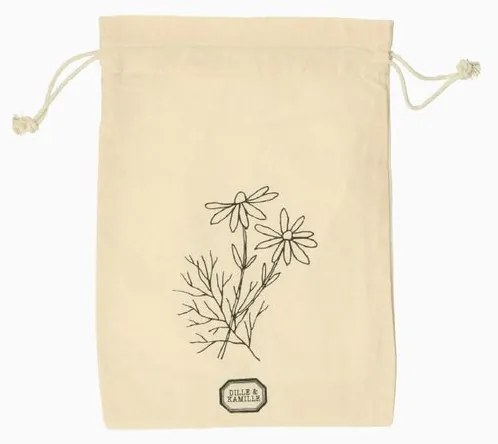 Cadeautasje dille en kamille, bio-katoen, 24 x 31 cm