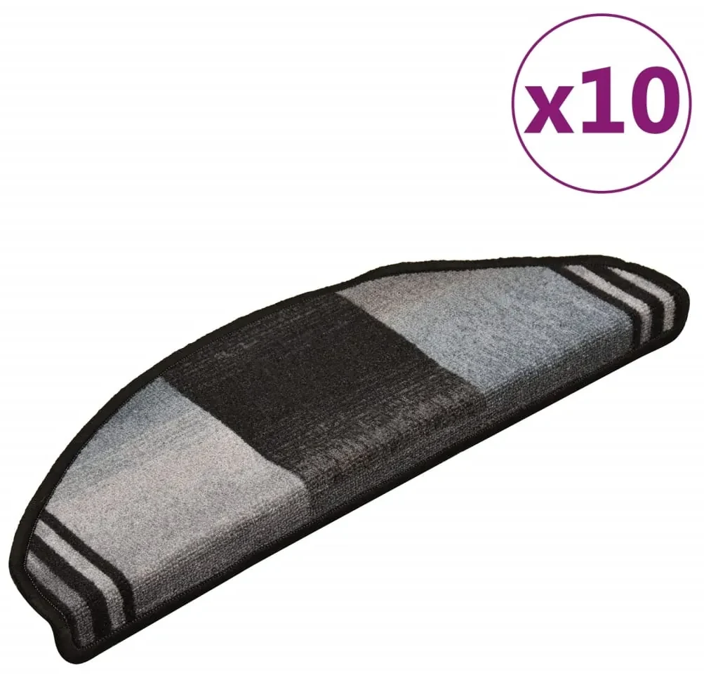 vidaXL Trapmatten zelfklevend 10 st 65x25 cm zwart en grijs
