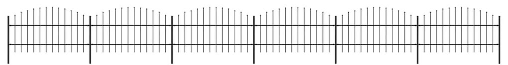 vidaXL Tuinhek met speren bovenkant (0,75-1)x10,2 m staal zwart