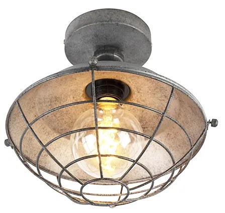 Industriële plafondlamp antiek zilver 25,5 cm - Course
