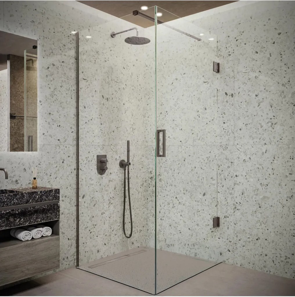 Saniclear Modern Iron douchecabine 80x80 met 80cm deur verouderd ijzer - gunmetal