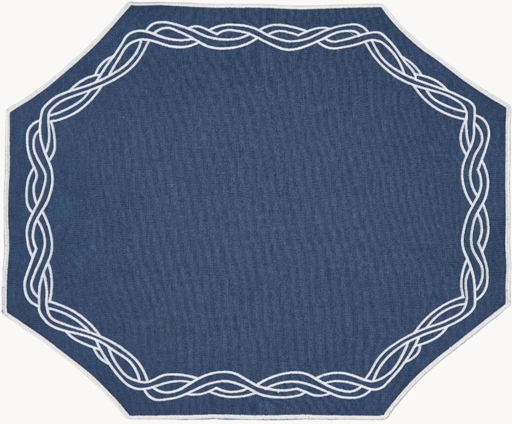 Achthoekige placemat Corda met geborduurde rand