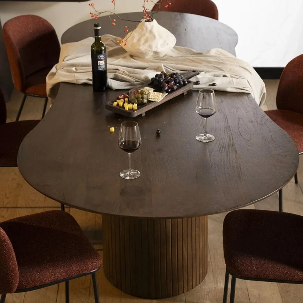 Organische Vorm Eettafel Donkerbruin 200 Cm - 200 X 110cm.