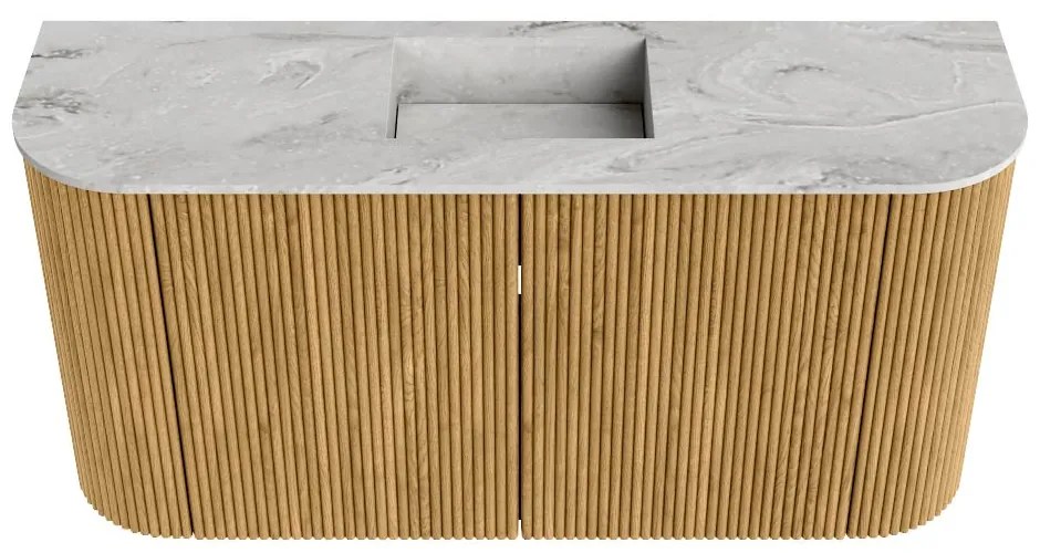 Mondiaz Joya DLux 85cm toiletmeubel ronding links/rechts oak met wastafel faye midden 1 kraangat glace