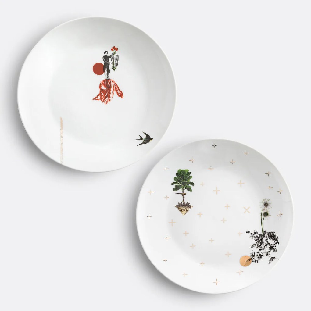 Set van 4 dessertborden in porselein