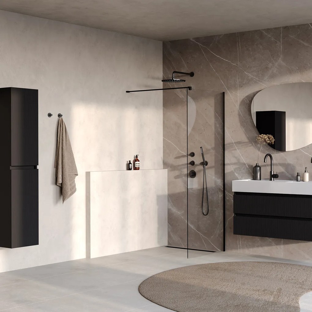 Brauer Oblivion inloopdouche helder glas 80cm zwart mat
