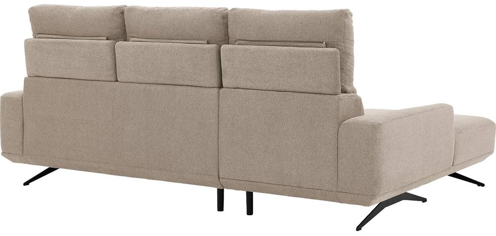 Goossens Excellent Bank Princess Met Elektrisch Uitschuifbaar Zitvlak beige, stof, 3-zits, elegant chic met chaise longue links