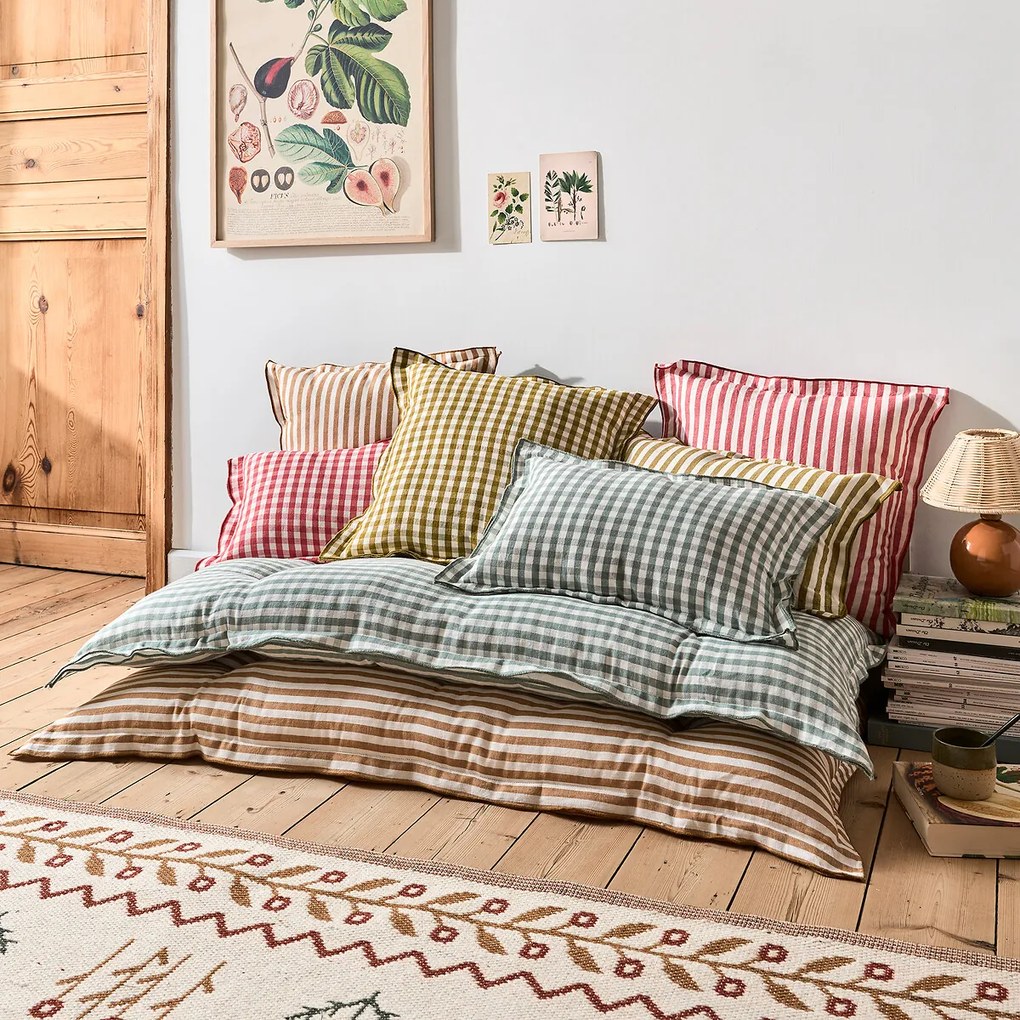 Gingham vloermat, katoen en linnen lengte 120 cm, Cottage