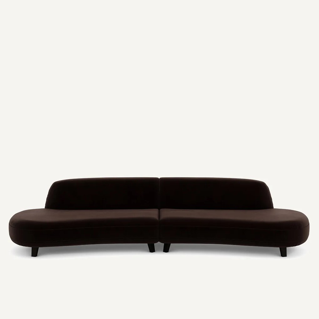 6-zits fluwelen bank, Rosebury, ontwerp Emmanuel Gallina