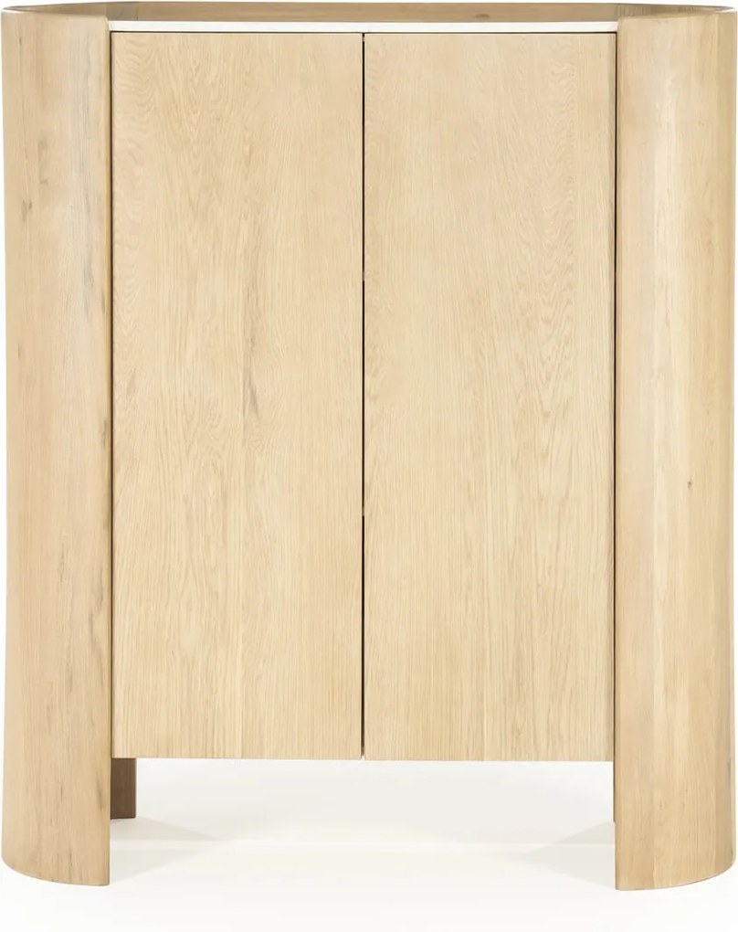 Wandkast Eiken Met Wit Marmer - 120x40x140cm.