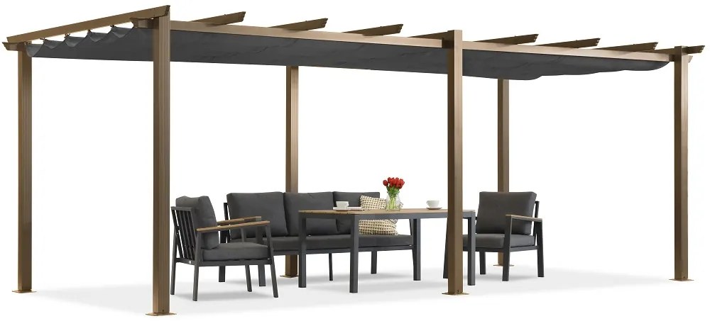 Barbados terraspergola 3x6 m Garden Point hout-antraciet