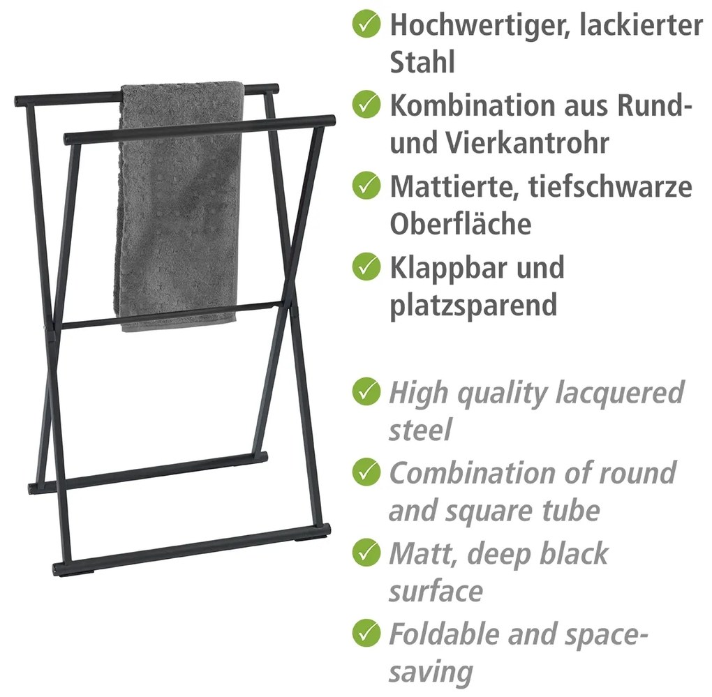 Wenko Lava handdoekhouder inklapbaar zwart mat