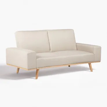 3-zits Verstelbare Bank Bekleed Met Hesson Beige – Linnen - Sklum