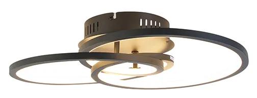 Plafondlamp zwart 45 cm incl. LED 3 staps dimbaar - Rowin Design rond Binnenverlichting Lamp