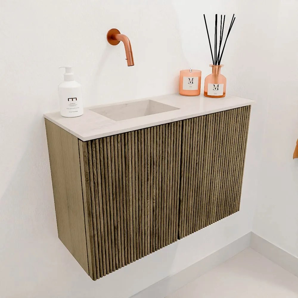 Mondiaz Joya DLux 60cm toiletmeubel dusk met wastafel faye links zonder kraangat meli