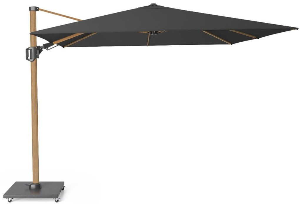 Platinum Challenger zweefparasol 3x3m T2 premium teaklook frame (incl. voet en hoes) faded black