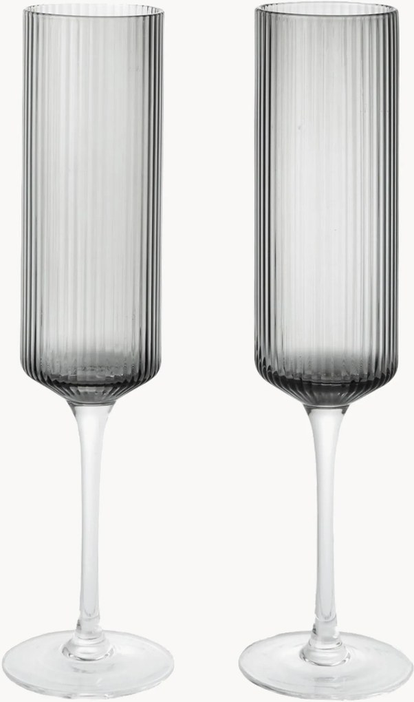Mondgeblazen champagneglazen Ripple, 2-delig